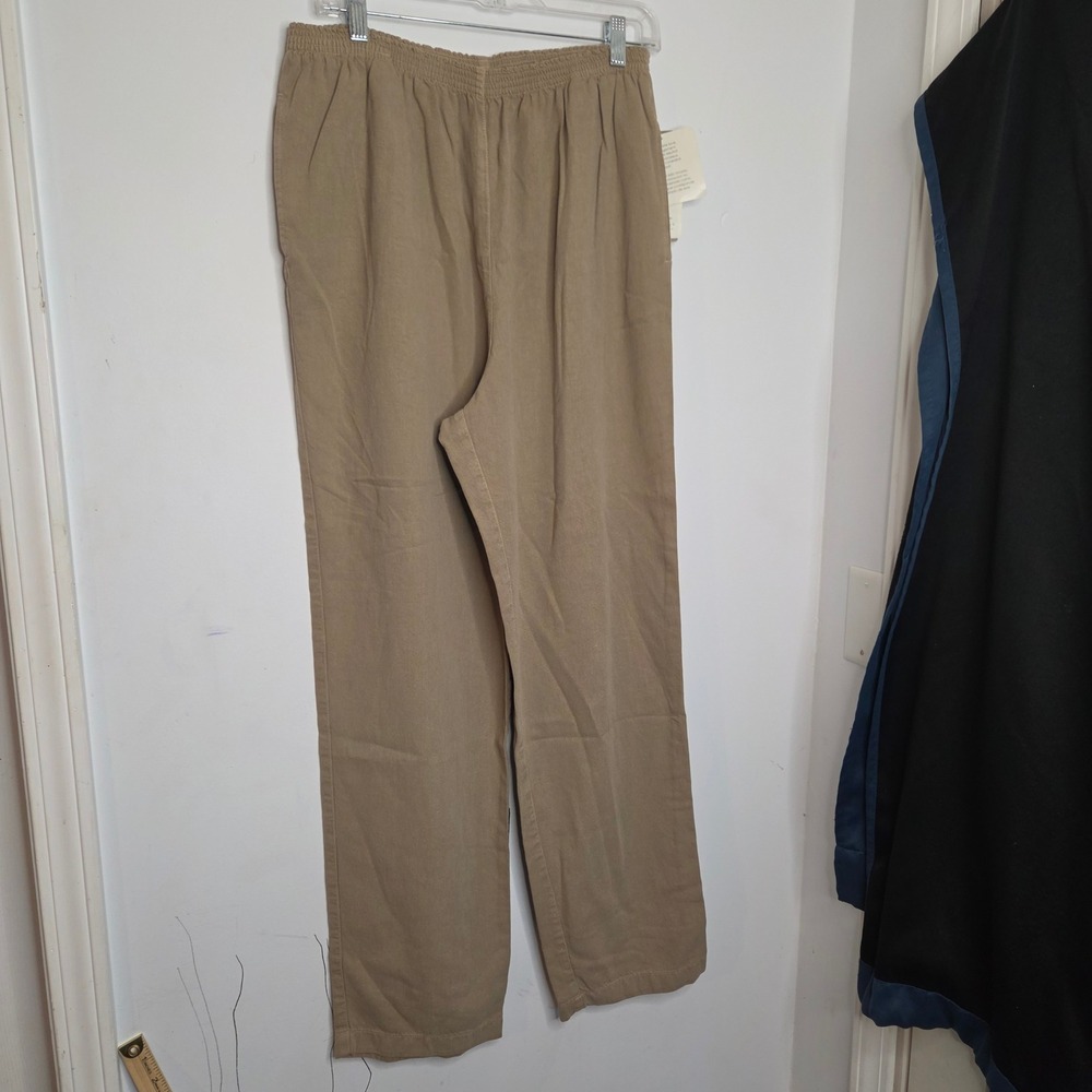 Jones New York Sport Mens L Mushroom Tan‎ Tencel Cotton Elastic Waist Pants NWT